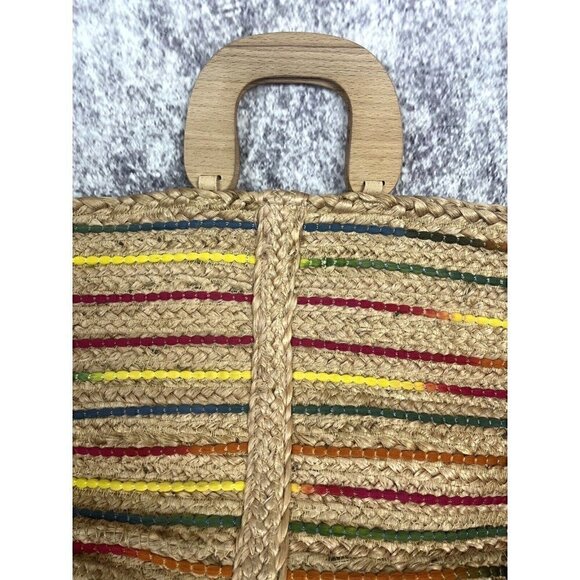 Rainbow Woven Jute Tote Handbag for Women by Antik Kraft - Picture 4 of 13